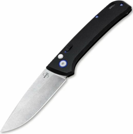 Böker Plus FRND Silver automatic pocket knife 8.5 cm, stonewash, black, Grivory