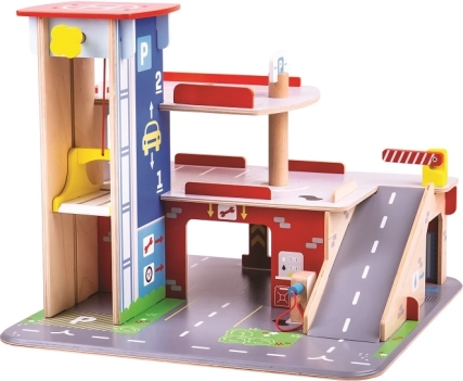 Koka garāža ar autostāvvietu BIGJIGS TOYS