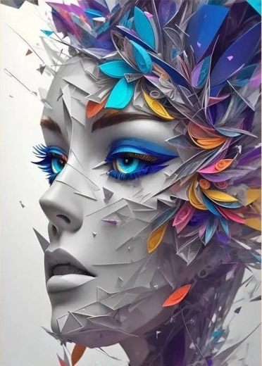 Dimanta gleznošana – abstrakts sievietes portrets 30 × 40 cm