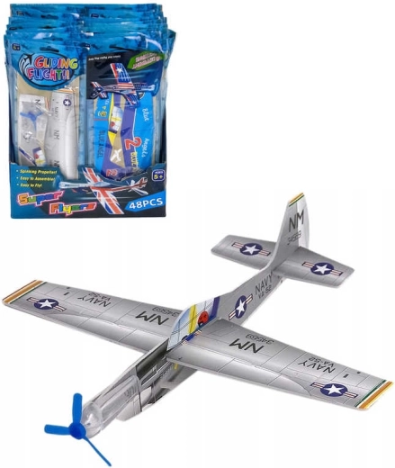 Throwing polystyrene fighter airplane with propeller 19 cm - 1 piece