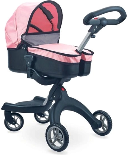 Children's stroller with detachable carrycot and height-adjustable handle