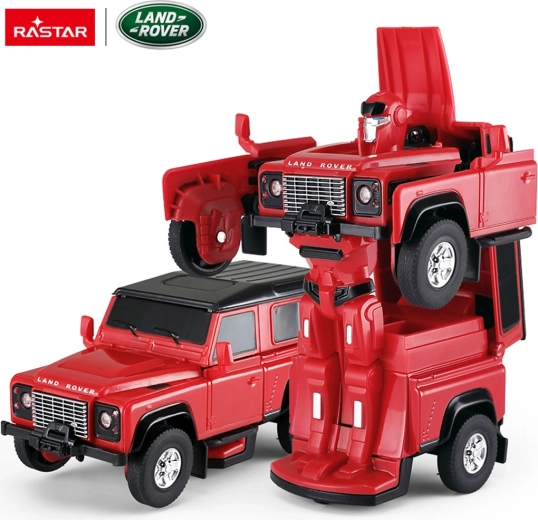 Metāla auto un robots 2 vienā Land Rover Defender RASTAR 1:32 sarkans
