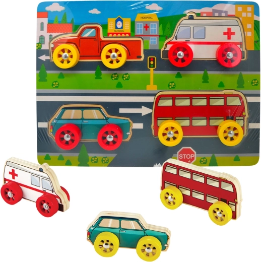 Babu wooden car puzzles, set of 4