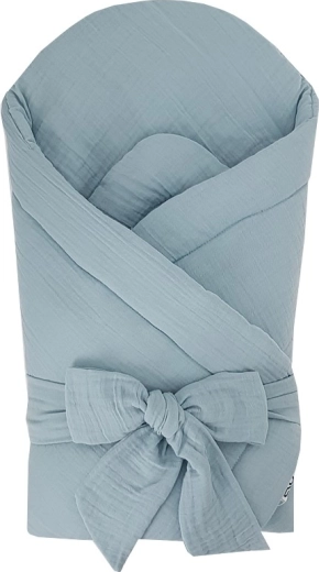 EKO muslin swaddle wrap without stiffening, blue, 75 × 75 cm