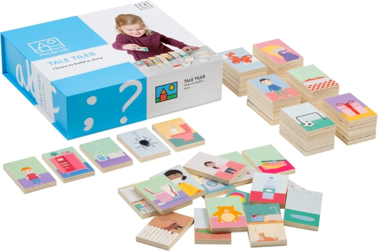 Toys for Life stāstu veidošanas komplekts no koka klucīšiem