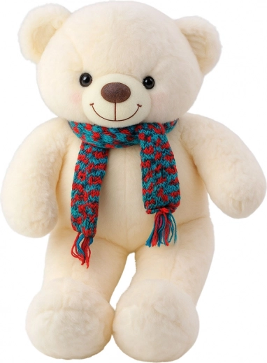 Plīša lācītis ar krāsainu šalli, balts, 55 cm