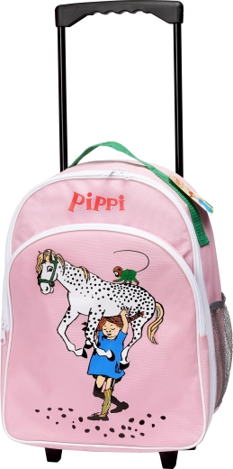 Rozā bērnu ceļojumu koferis uz riteņiem Pippi