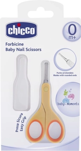 Chicco baby nail scissors with rounded tip, orange