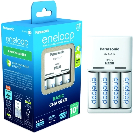 Eneloop Basic BQCC51 lādētājs + 4x AA baterijas