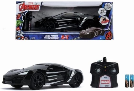 RC auto MARVEL Black Panther Lykan 1:16 ar USB uzlādi