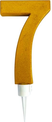 Tortes svece cipars 7, zelta, 16 cm