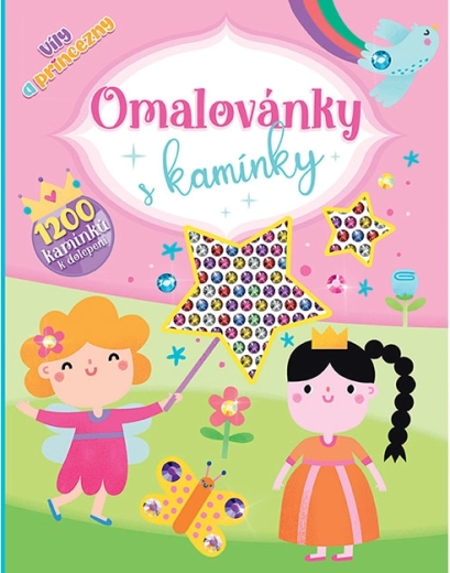 Krāsojamā grāmata ar spīdīgiem akmentiņiem “Fejas un princeses”