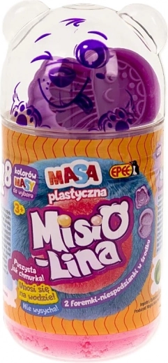 Misiolina plastilīns – rozā un violets komplekts ar formiņām