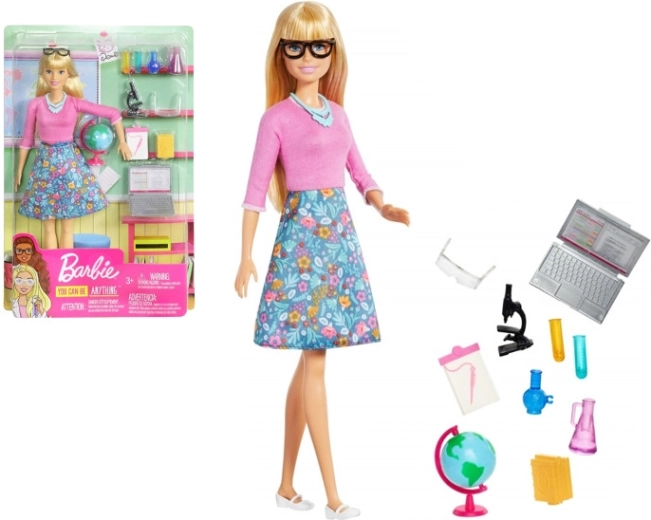 Barbie lelle skolotāja ar klēpjdatoru