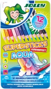 Akvareļpastelkrītiņi JOLLY Supersticks Aqua 12 krāsas metāla kastītē