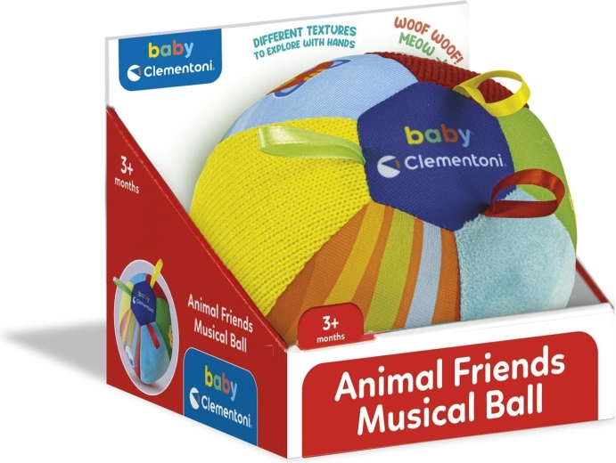 BABY CLEMENTONI mīksta muzikāla bumba ar dzīvnieku skaņām (Ø 15 cm)