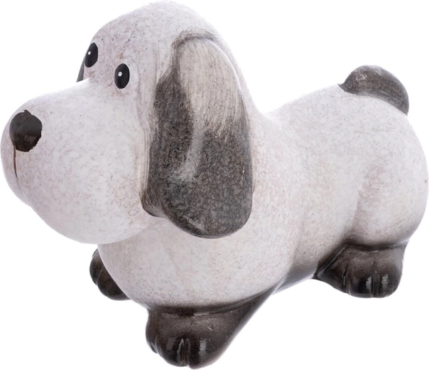 Decorative dog figurine made of polyresin, beige, 23 cm