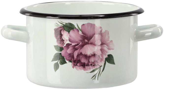 Emaljēts katls 2 l 16 cm balts Peonija Laura