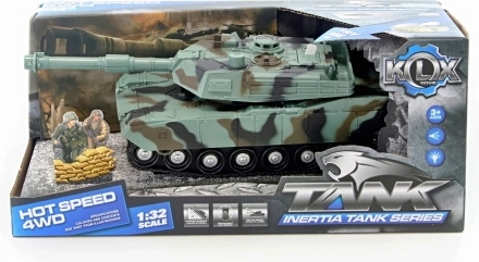 Bateriju rotaļu tanks ar tumšu maskējumu 1:32