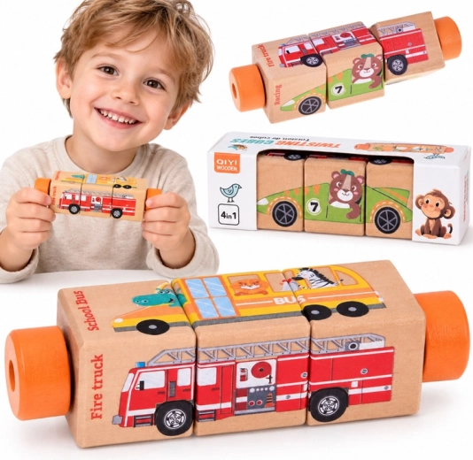 Wooden Rotating Vehicle Puzzle