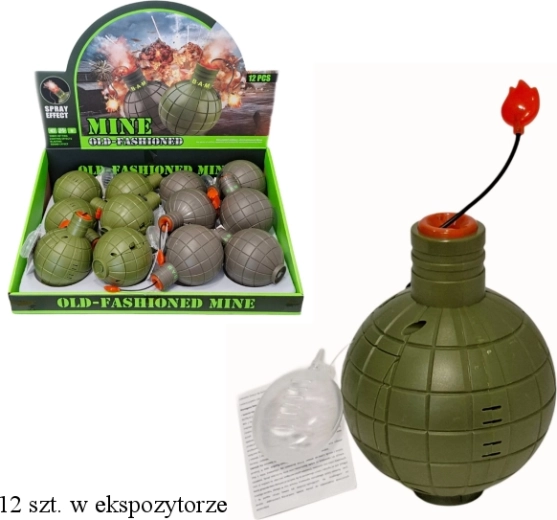 Militāra rotaļlieta granāta ar drošinātāju ar dūmu efektu, gaismu un skaņu - 1 gab.