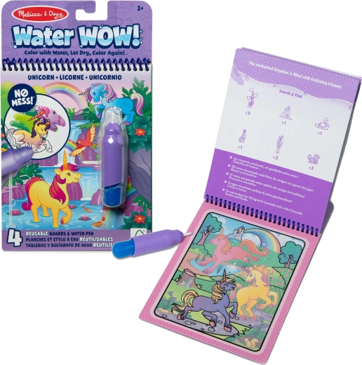 Melissa & Doug Water Wow ūdens krāsojamā grāmatiņa Vienradži ar ūdens pildspalvu