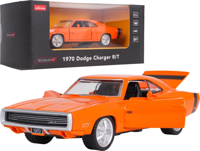 Metāla Dodge Charger R/T 1970 oranžais modelis 1:36 RASTAR