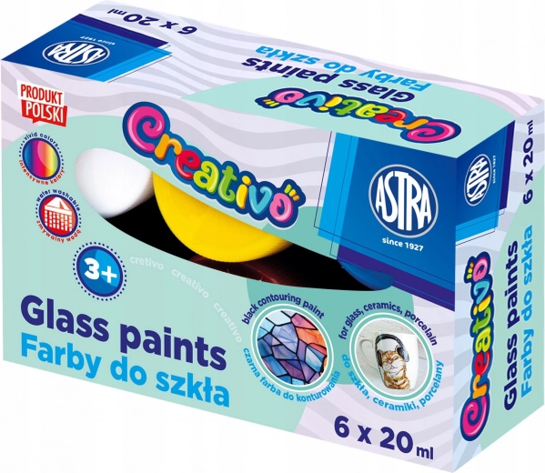 Krāsas stiklam ASTRA CREATIVO 6×20 ml