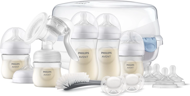 Philips Avent Natural Response zīdīšanas komplekts ar manuālo piena sūkni un mikroviļņu sterilizatoru