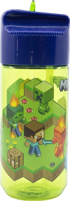 Kids' water bottle with straw Minecraft teal