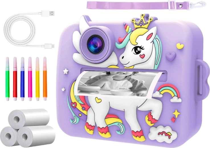 RENEW FORCE children's camera with instant thermal printing, purple