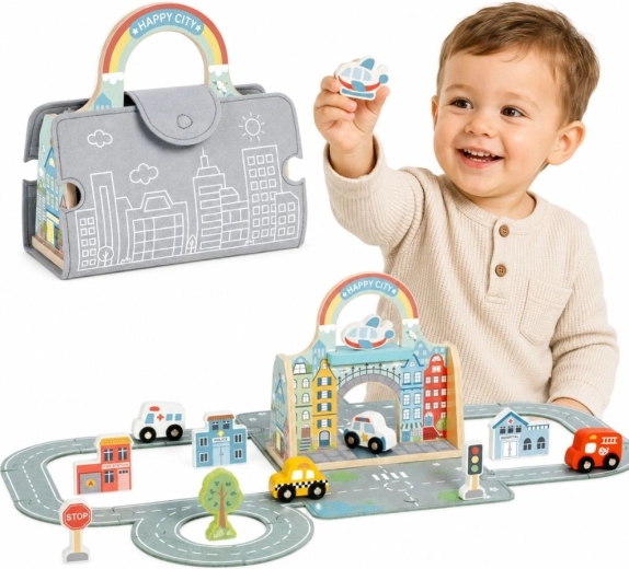 Tooky Toy Portable City with Cars in a Bag