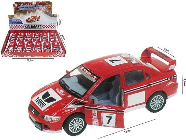 Metāla Mitsubishi Lancer Evolution VII WRC automašīnas modelītis 1:36 ar pull-back piedziņu