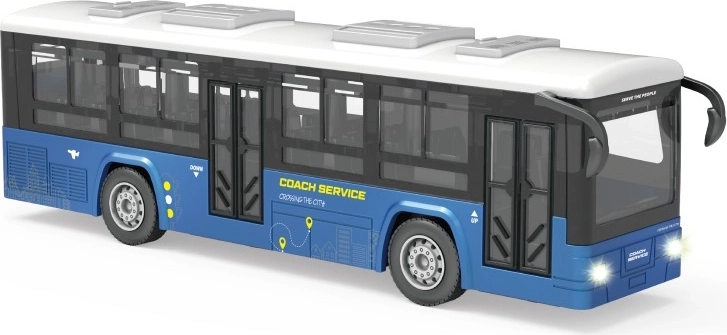 Zils autobuss ar gaismas un skaņas efektiem