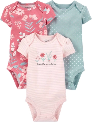 CARTER'S girls' short-sleeve bodysuits, 3 pcs – PRE
