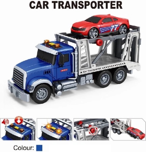 Auto ar evakuatora piekabi 1:14 ar pull-back (atvelc un laid vaļā) piedziņu un gaismu