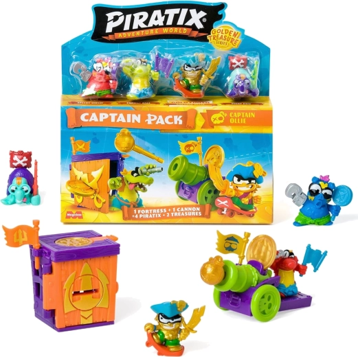 PIRATIX Adventure World Golden Treasure Captain Set – 4 Figures and Accessories