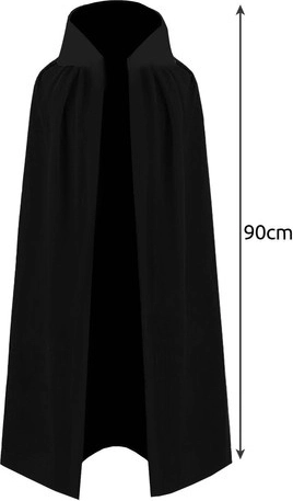Garš melns apmetnis ar apkakli (90 cm)