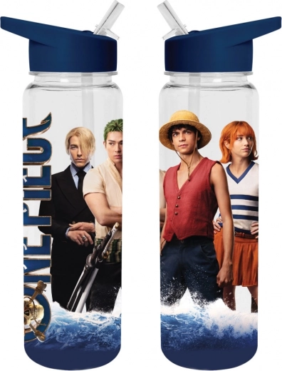 One Piece plastmasas pudele ar iebūvētu salmiņu