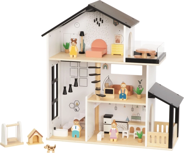Three-storey dollhouse with an open design