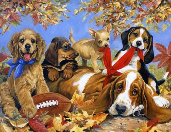 Diamond Painting Dogs Playing with a Ball 80 × 40 cm