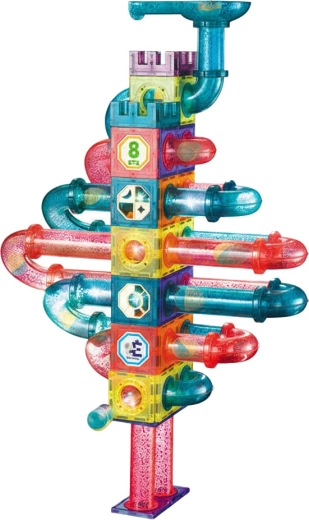 Dynamic marble run with tunnels and spirals