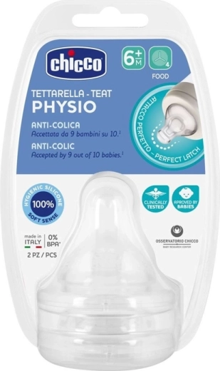 Chicco silikona knupītis biezputrai pudelēm Perfect 5 un Well-Being, 6m+, 2 gab.