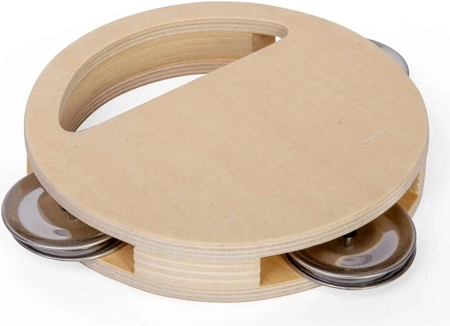 Bigjigs Toys koka tamburīns ar 3 šķīvīšiem