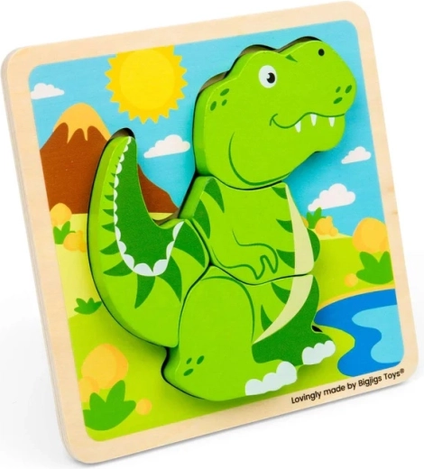 Bigjigs Toys koka ieliekamā puzle T-Rex
