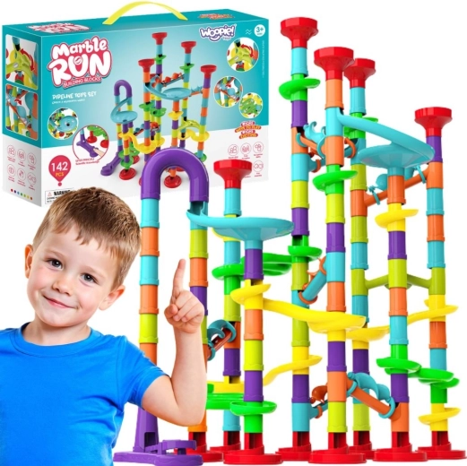 WOOPIE Marble Run with Spiral, 142 Pieces
