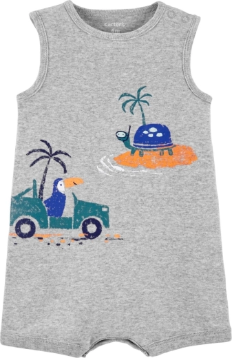 CARTER'S vasaras romperis Tropical Grey zēniem – Izmērs 62
