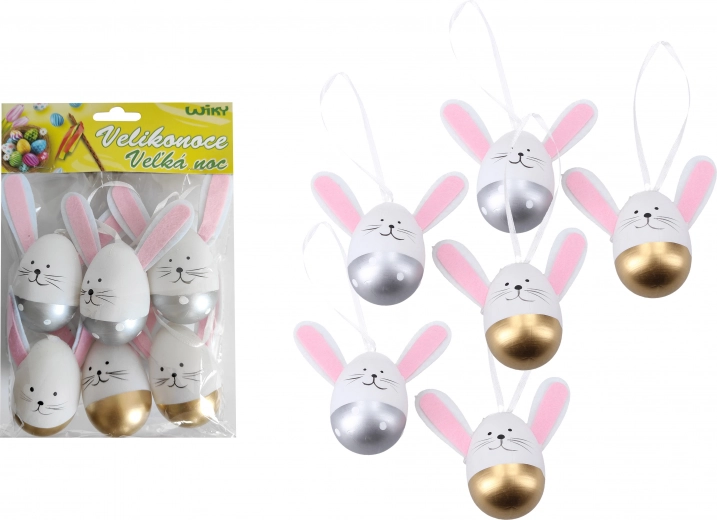 Dekoratīvas plastmasas krāsotas piekarināmās olas 6 cm, 6 gab.