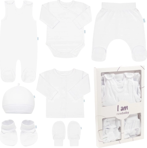 Zīdaiņu komplekts uz dzemdību namu New Baby I AM balts, izmērs 62