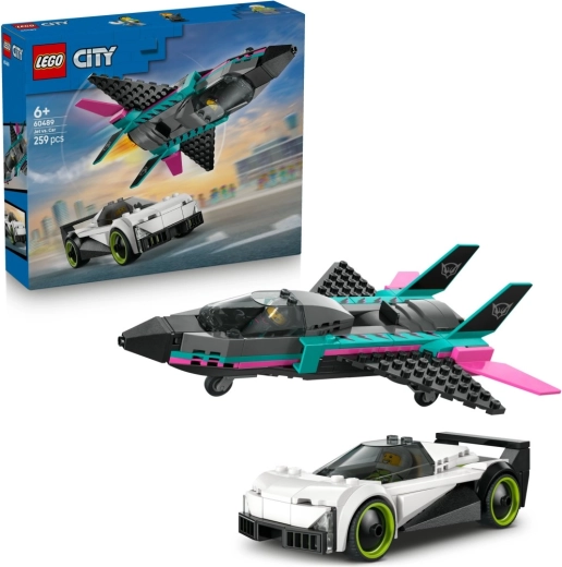 LEGO City reaktīvā lidmašīna pret sacīkšu auto